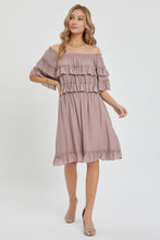 Load image into Gallery viewer, Off Shoulder Ruffle Dress

