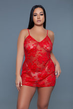 Load image into Gallery viewer, 1 Pc Mini-length Chemise With Floral Lace Design
