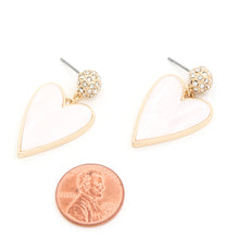Load image into Gallery viewer, Heart Rhinestone Bead Dangle Earring
