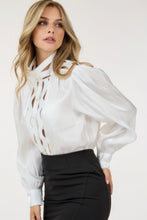 Load image into Gallery viewer, Insert Lace Trim Long Sleeve Blouse
