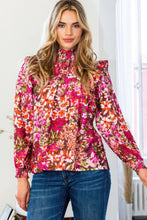 Load image into Gallery viewer, Floral Mock Neck Smocked Yoke Blouse
