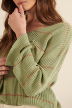 Load image into Gallery viewer, Striped Rib-knit Oversized Pocket Sweater
