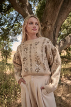 Load image into Gallery viewer, Floral Round Neck Long Sleeve Relax Fit Sweater
